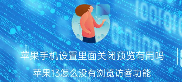 苹果手机设置里面关闭预览有用吗 苹果13怎么没有浏览访客功能？